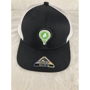 Pacific Headwear Golf Trucker Hat Mesh Snapback Black White Pro Model 104C OSFM